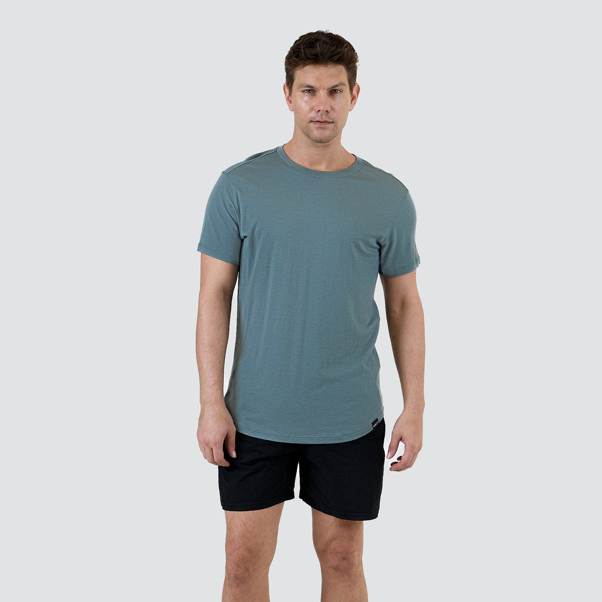 Men's ultralight merino wool T-shirt in Sea Mist, front view