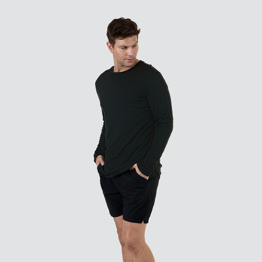 Men's ultralight merino wool long sleeve shirt in Dusk, front view